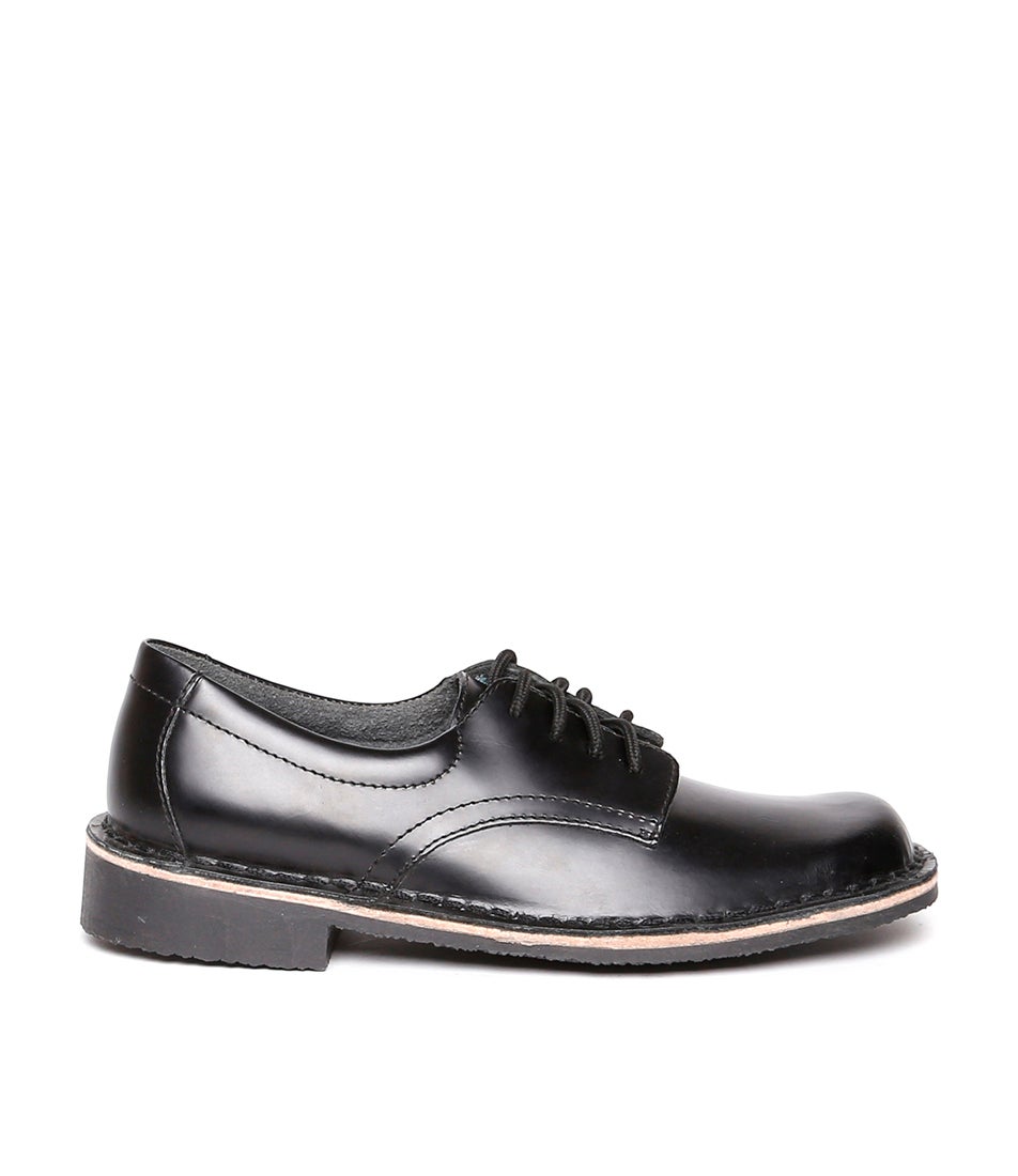 Indy E Black Shine Leather Lace Up Shoes