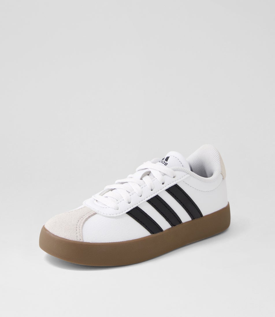 Vl Court 3 Jnr White Black Grey Suede Sneakers
