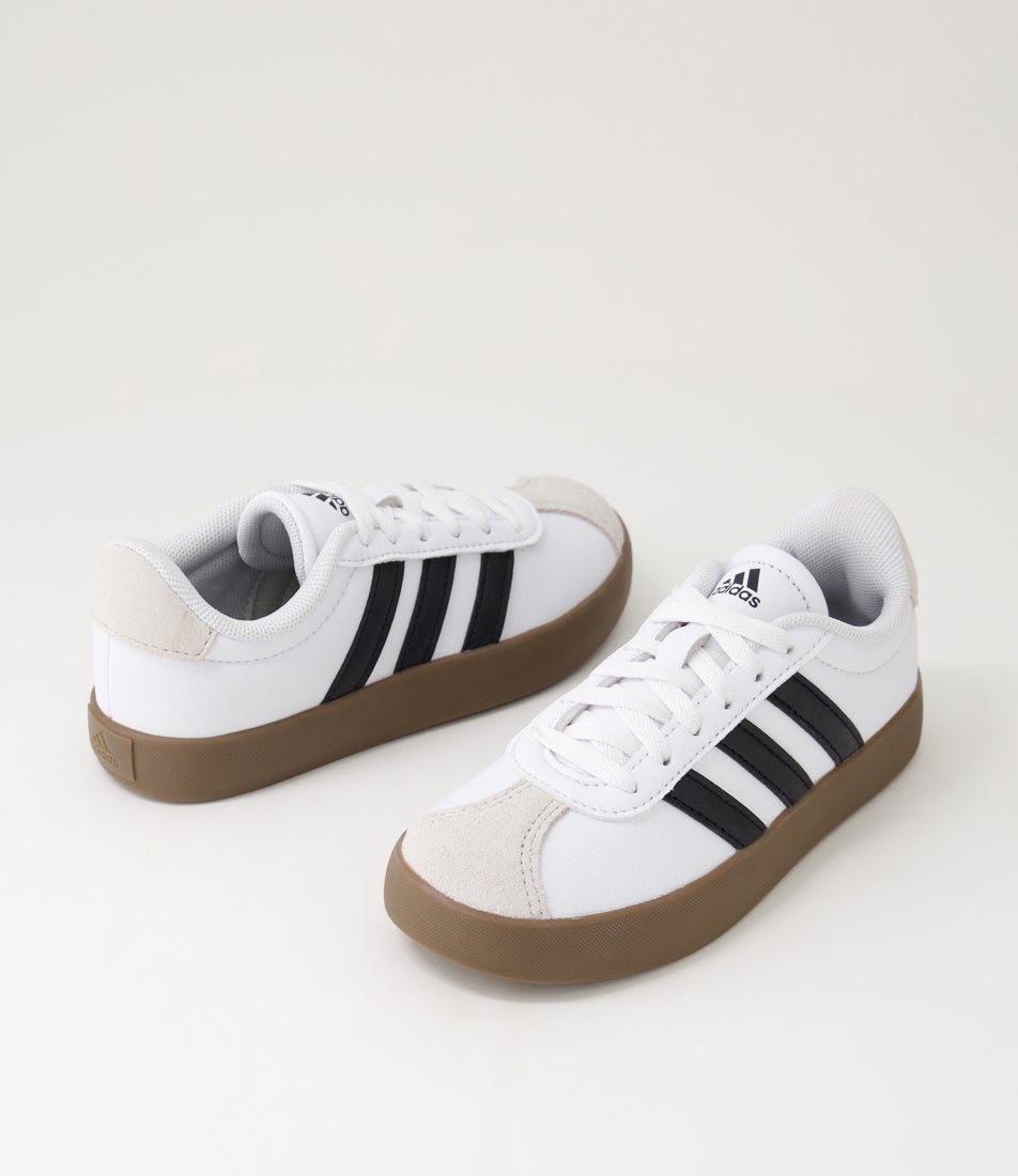 Vl Court 3 Jnr White Black Grey Suede Sneakers