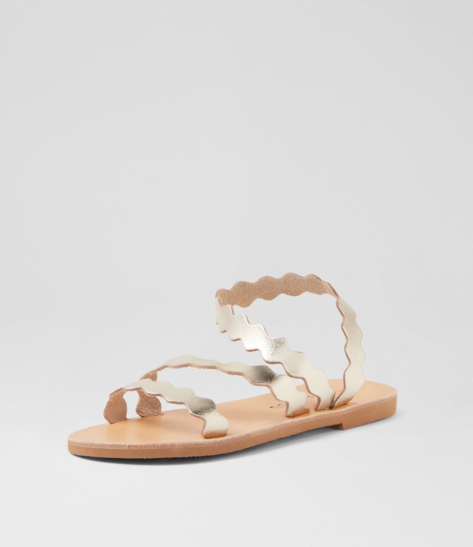 Theoni Gold Leather Sandals