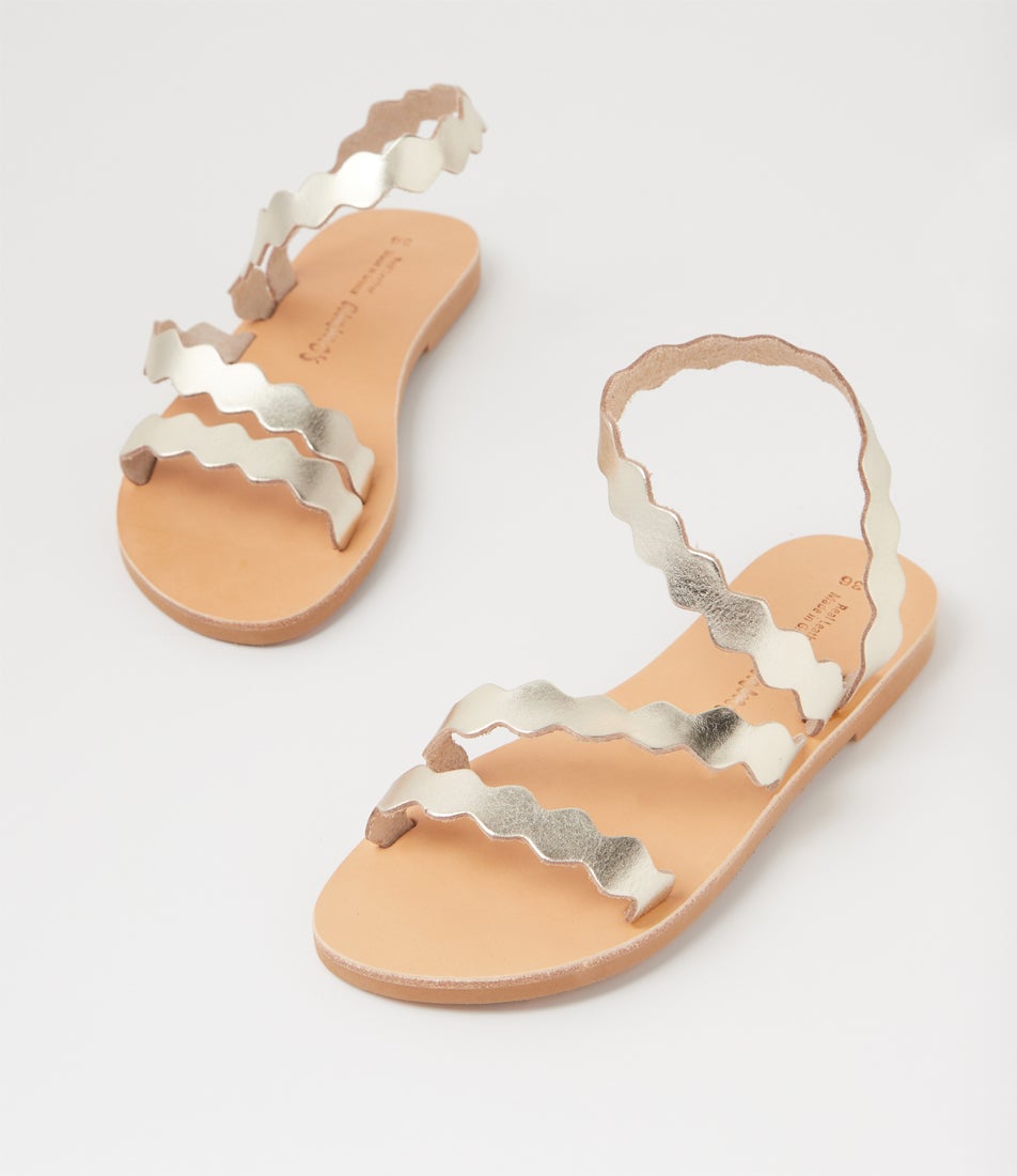 Theoni Gold Leather Sandals