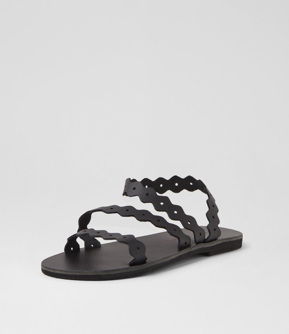 Ikaria Black Leather Sandals