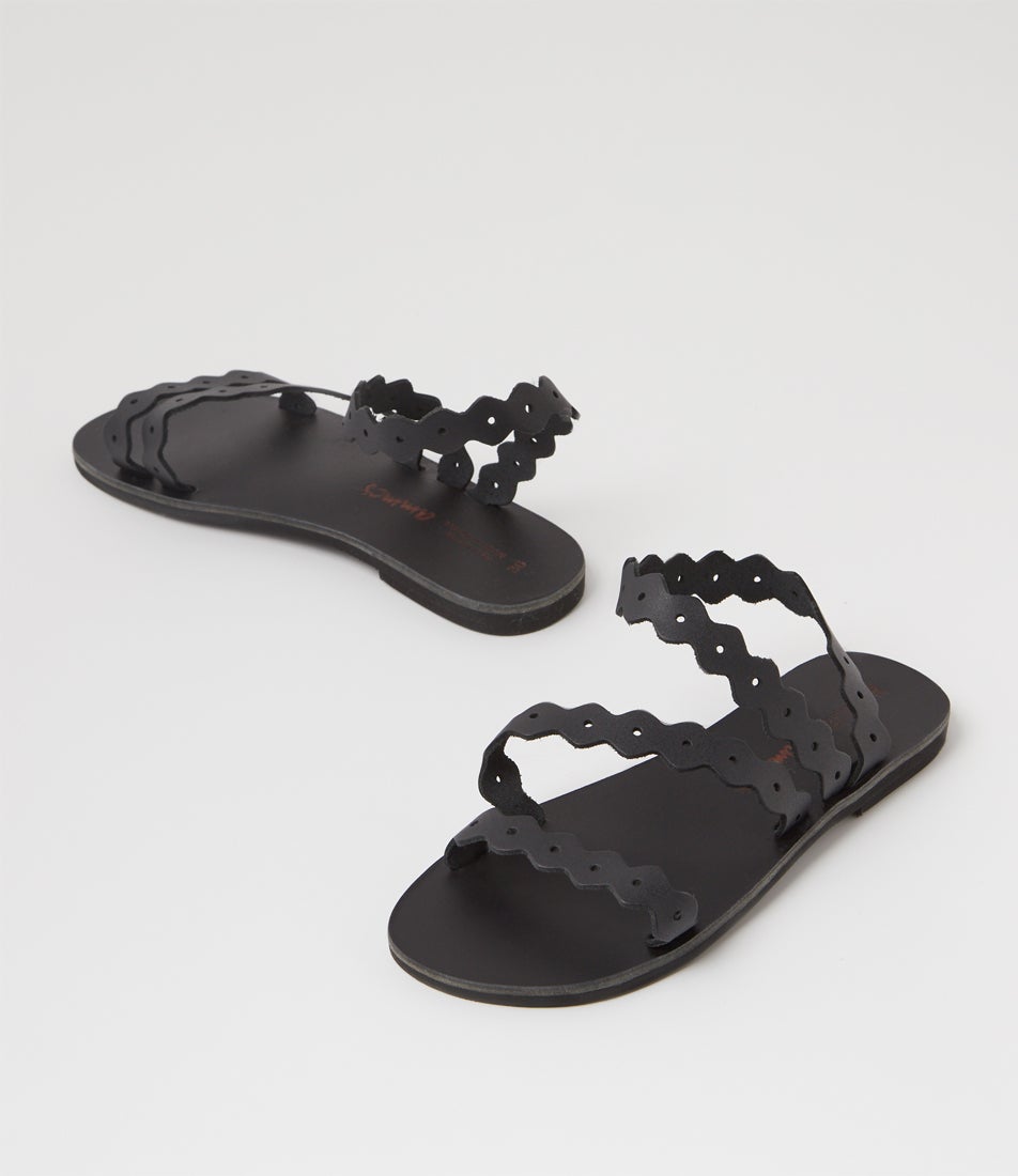 Ikaria Black Leather Sandals
