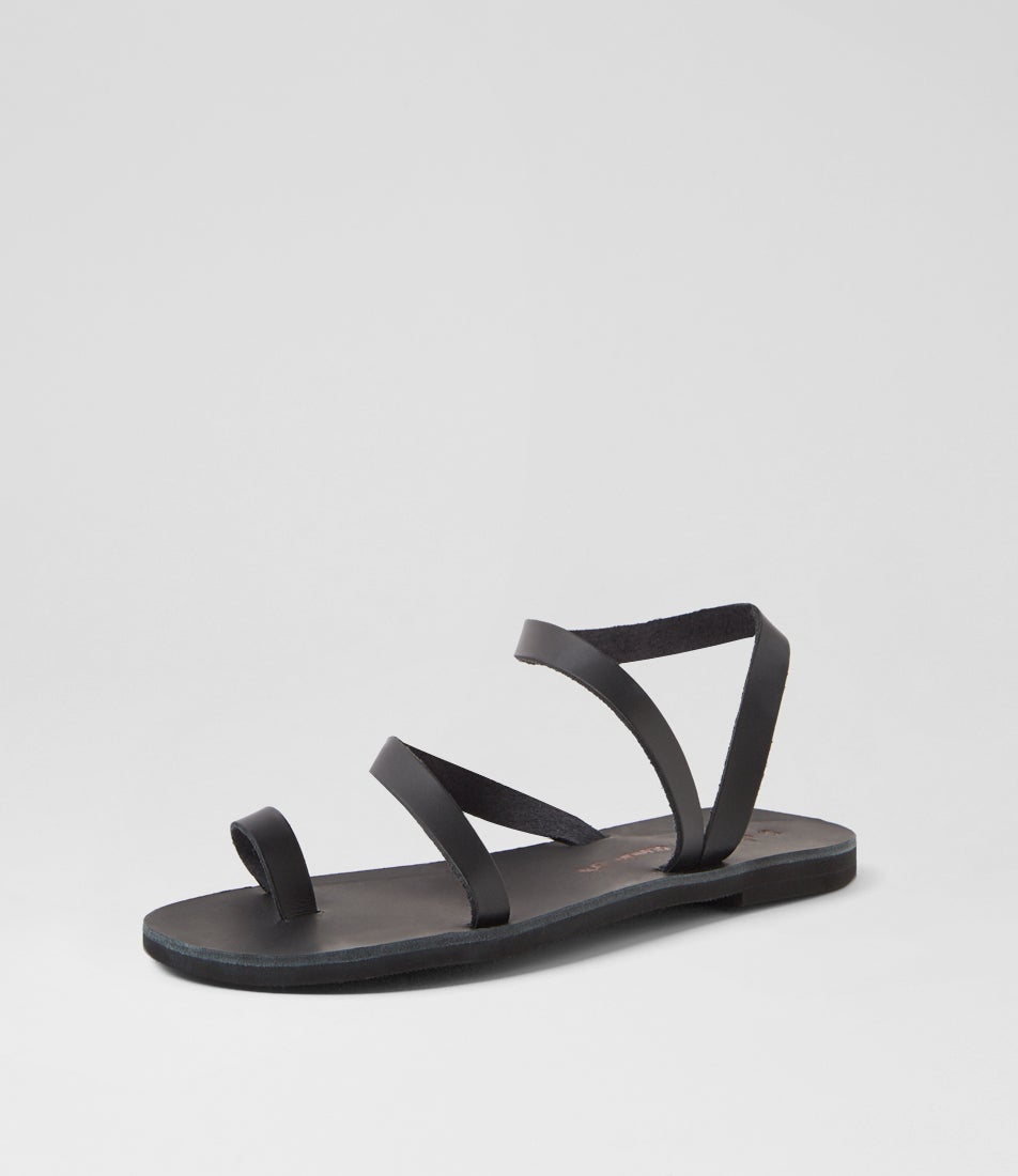 Epione Black Leather Sandals