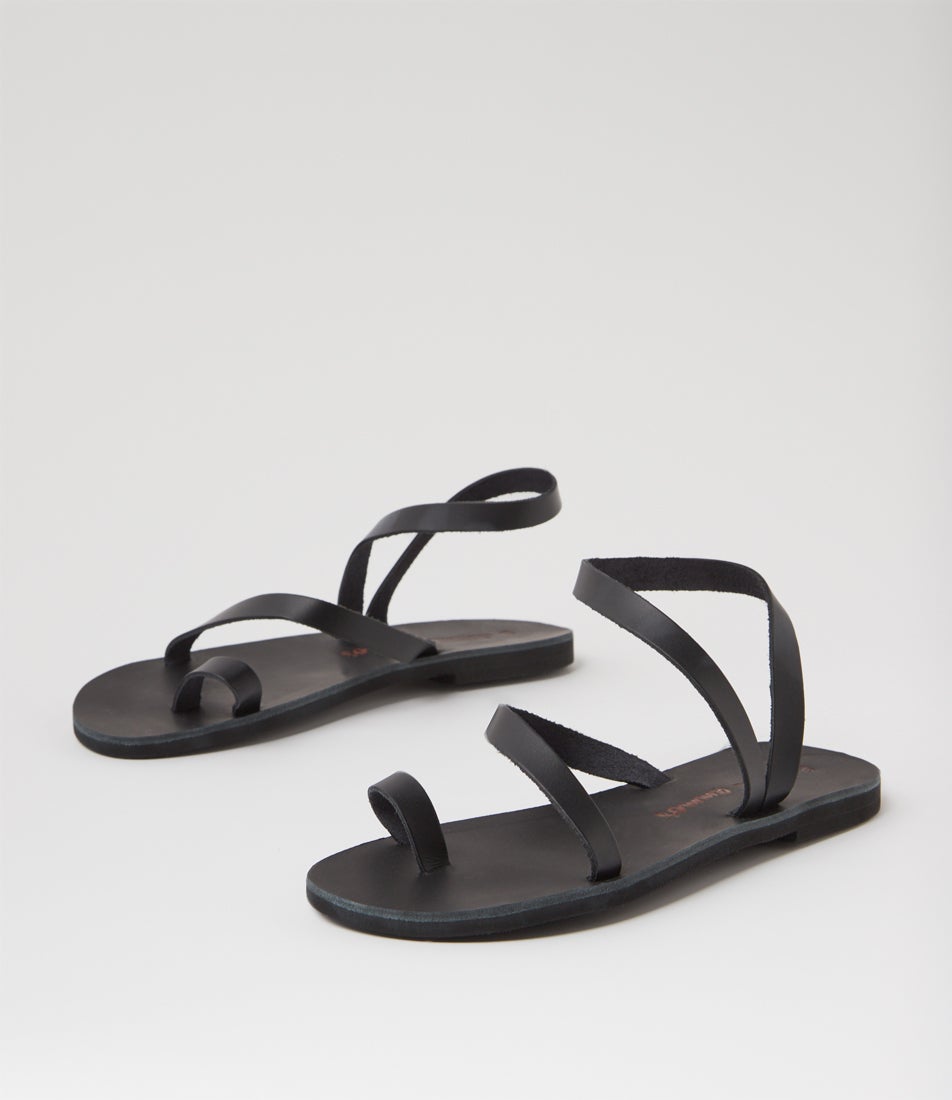 Epione Black Leather Sandals