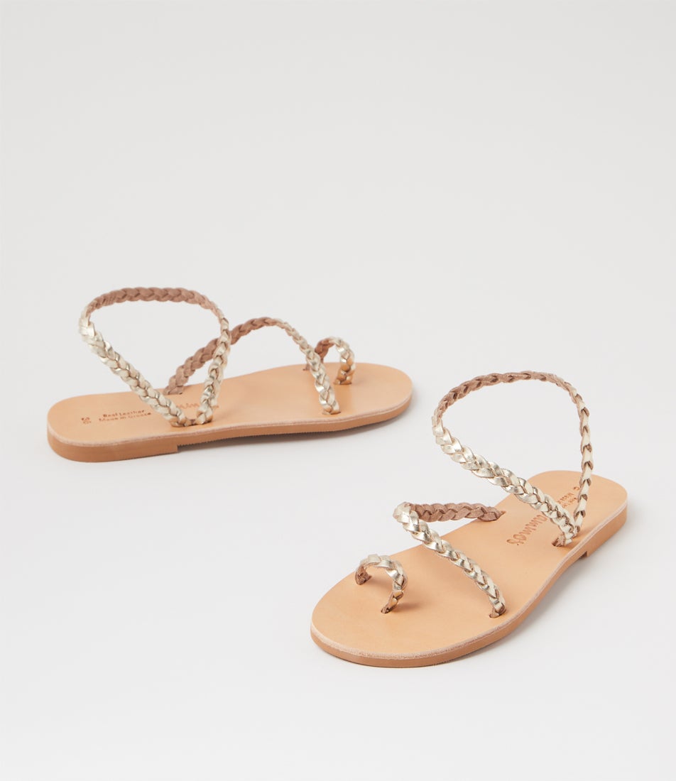 Clio Gold Leather Sandals