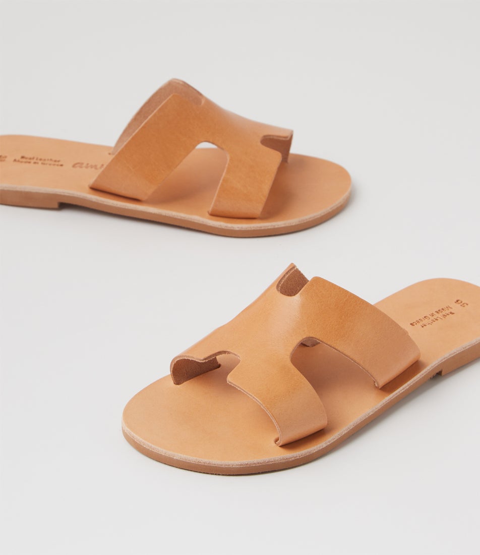 Maia Tan Leather Slides