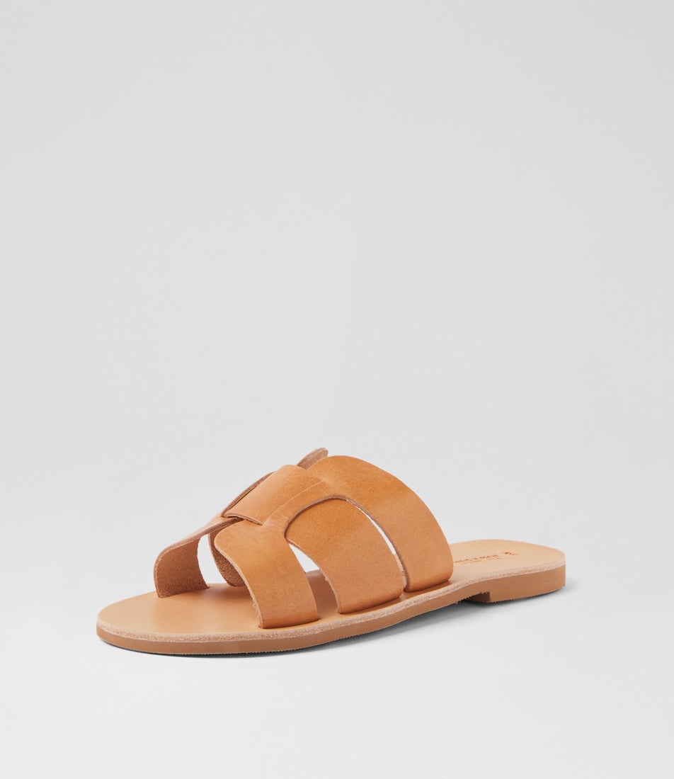 Ismene Tan Leather Slides