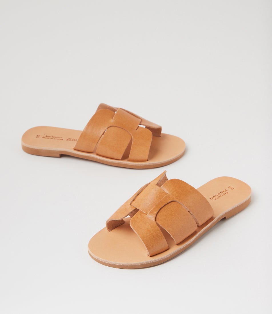 Ismene Tan Leather Slides