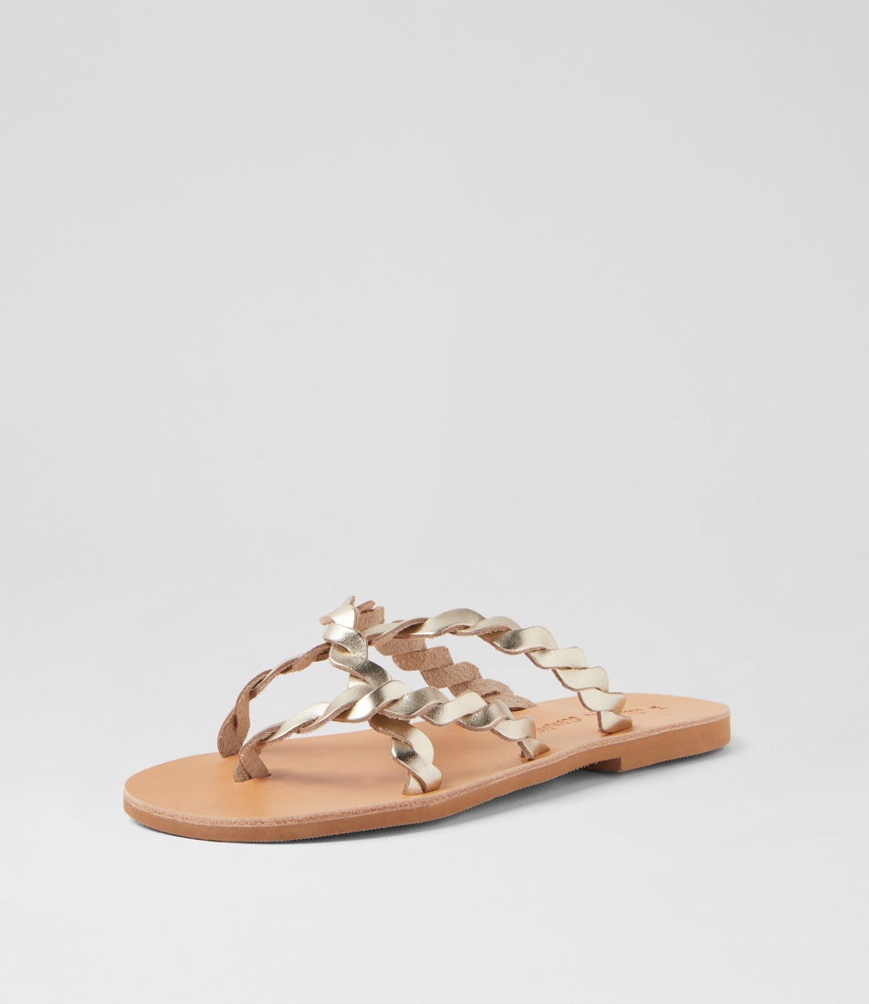 Arestea Gold Leather Sandals