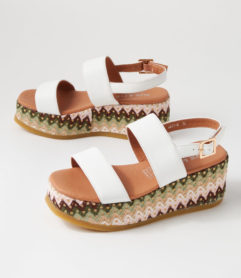Arty White Leather Sandals