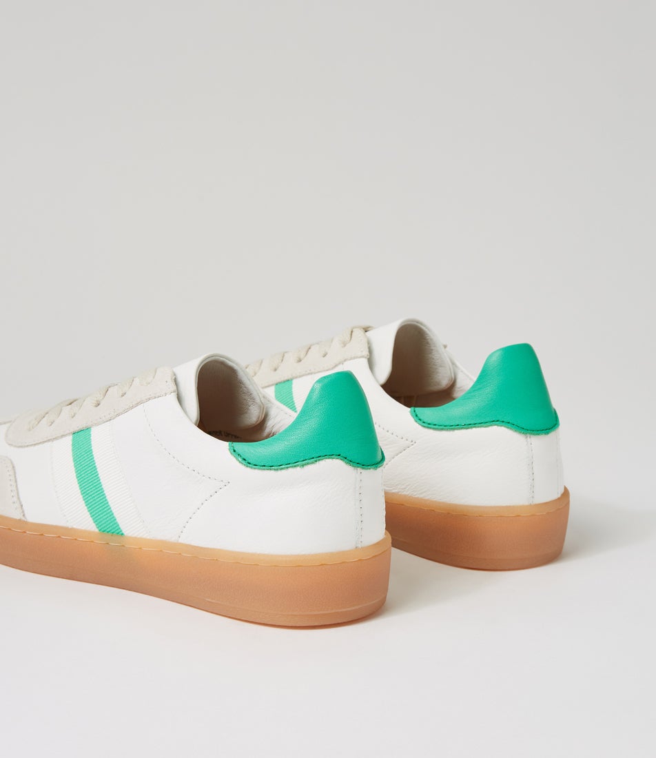 Aloha Cream White Greem Suede Leather Sneakers