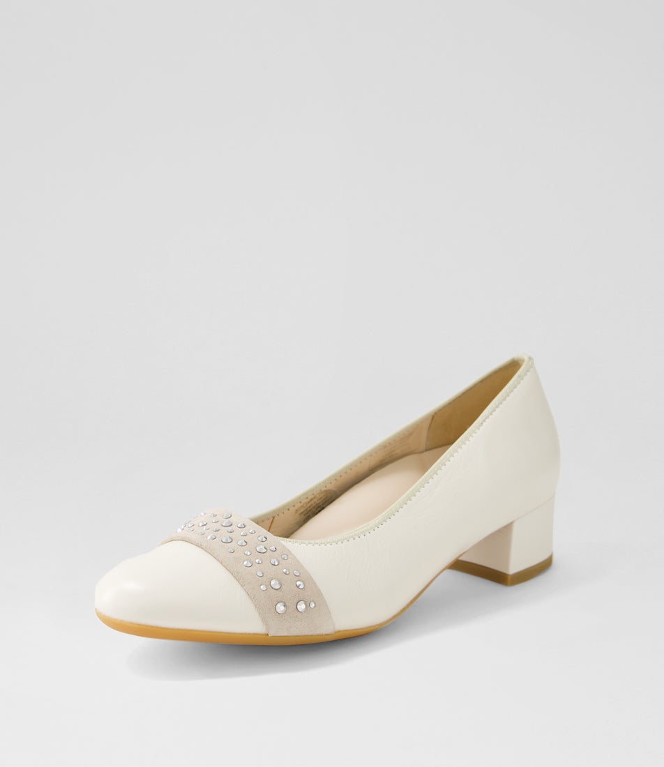 Nizza 13 Crã¨me Shell Platinum Leather Heels