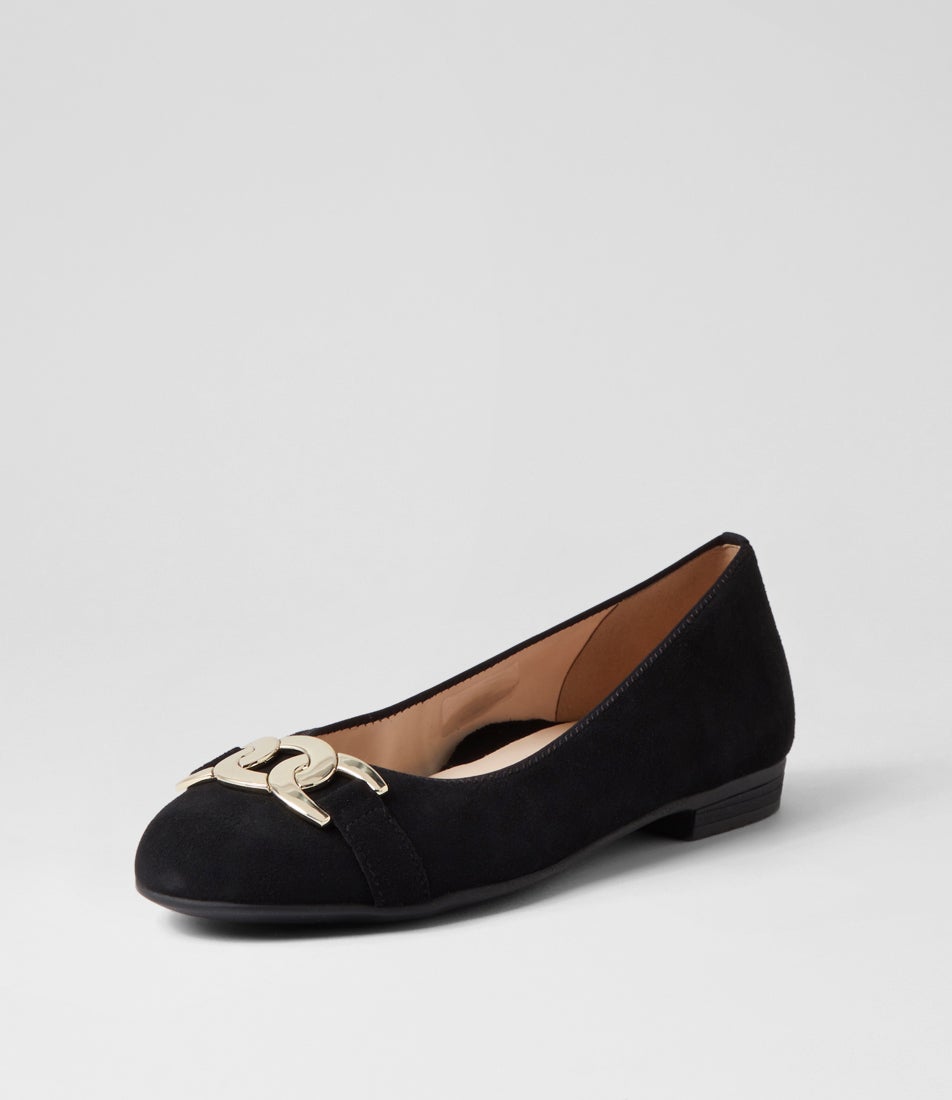 Sardinia 14 Schwarz Suede Ballet Flats