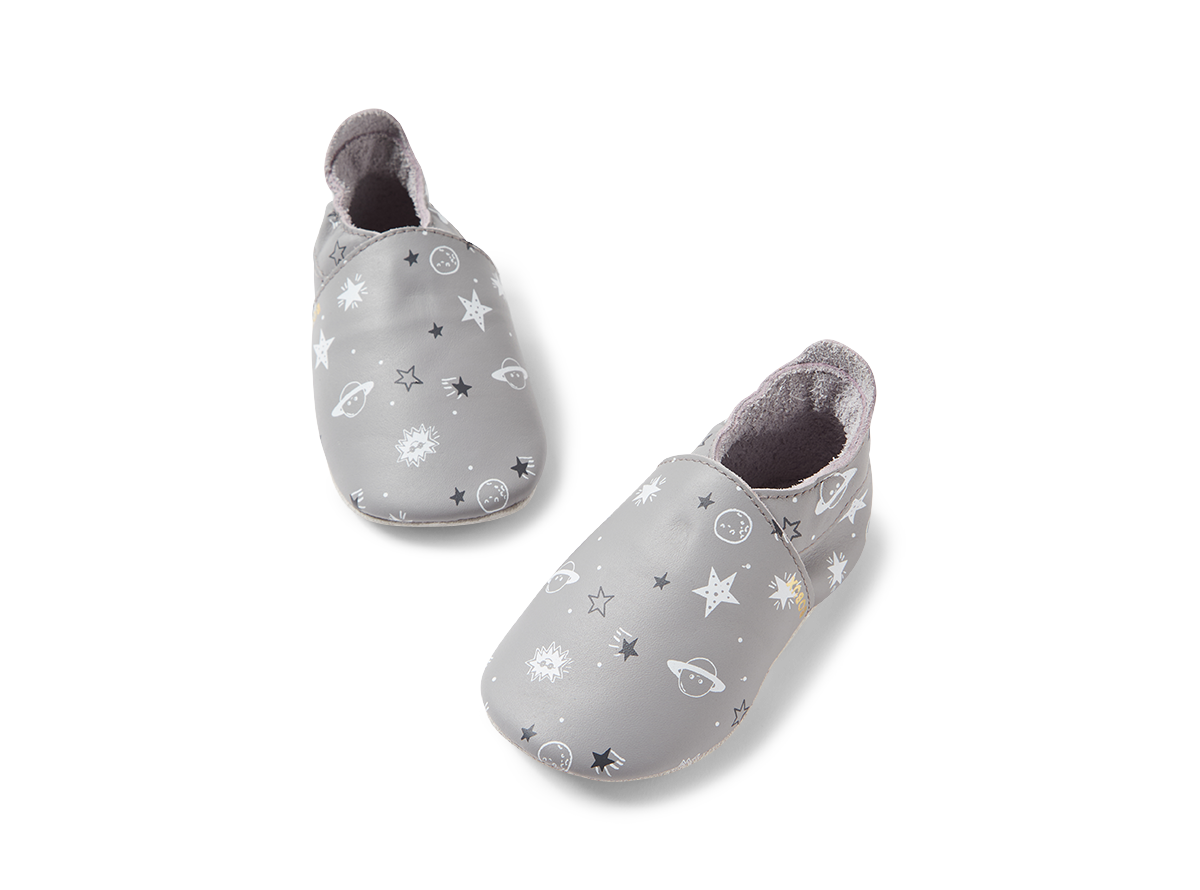 Ss Outerspace Infant Gull Grey Leather Flat Shoes