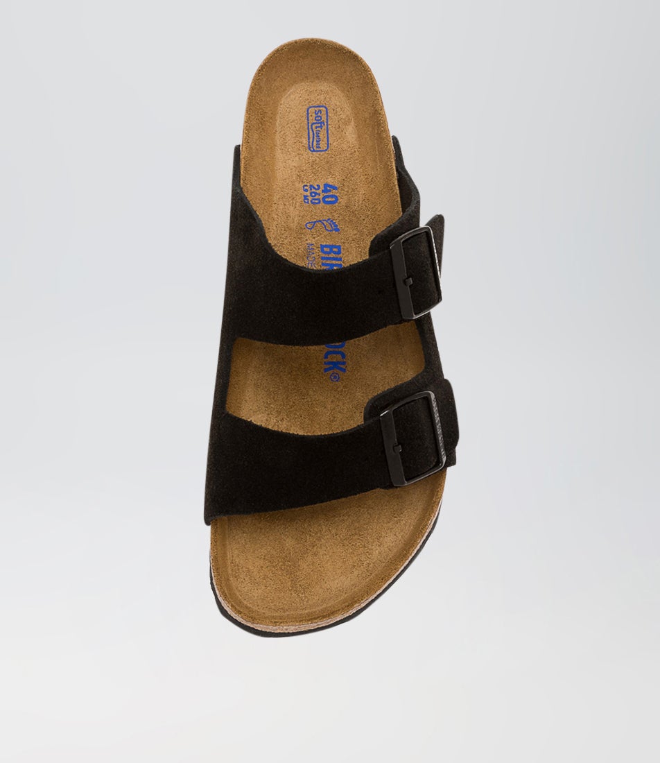Arizona Black Suede Leather Slides