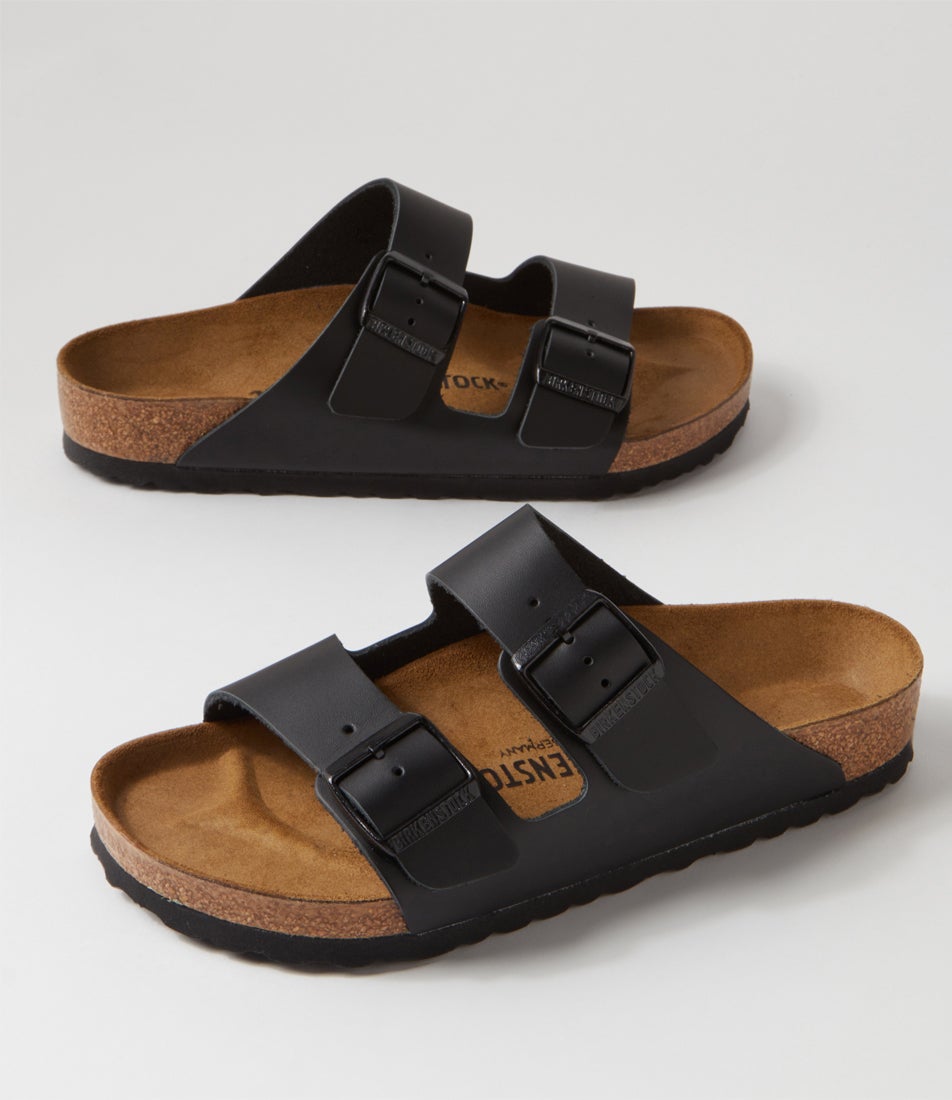 Arizona Black Leather Slides