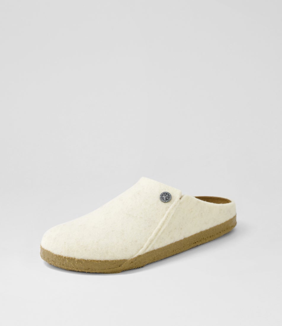 Zermatt Ecru Wool Felt Slippers