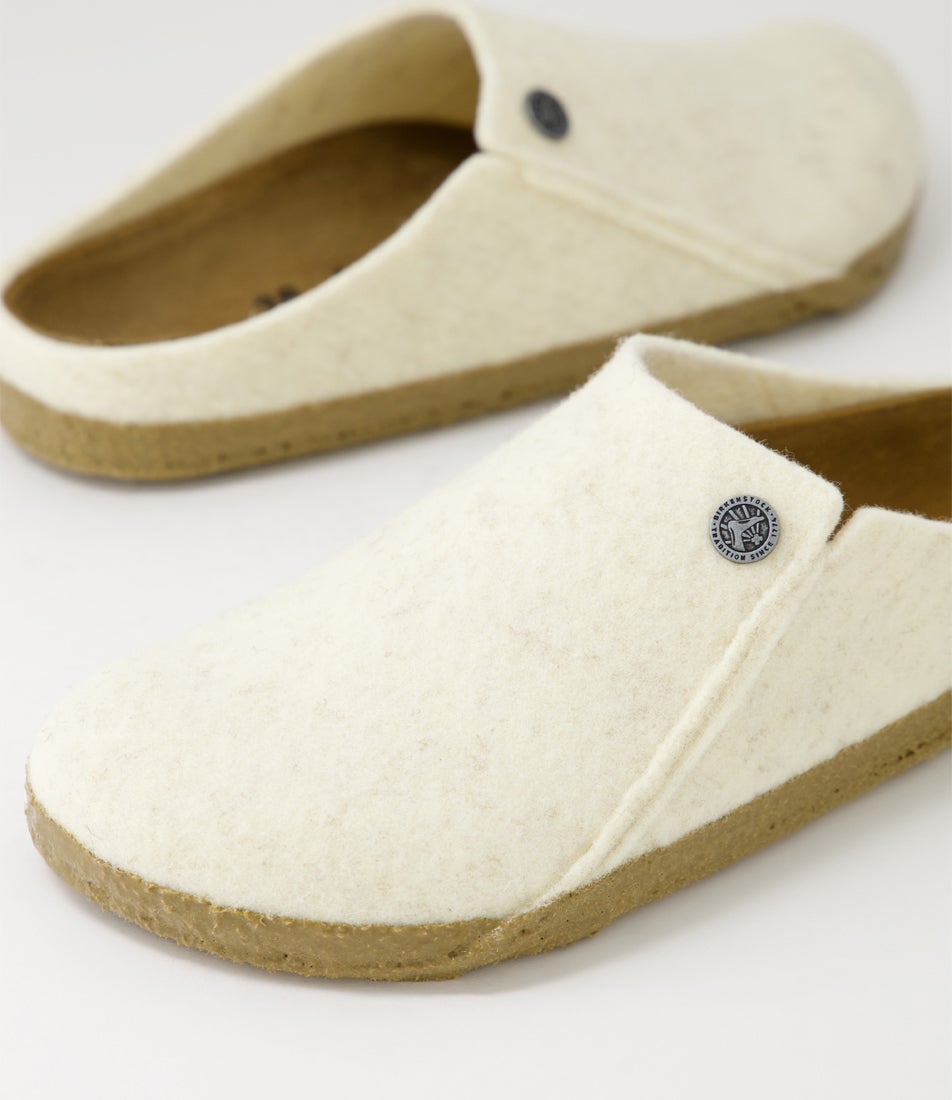 Zermatt Ecru Wool Felt Slippers
