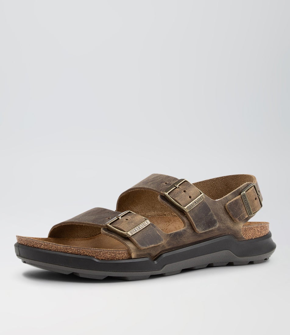 Milano Cross Town Faded Khaki Leather Slides