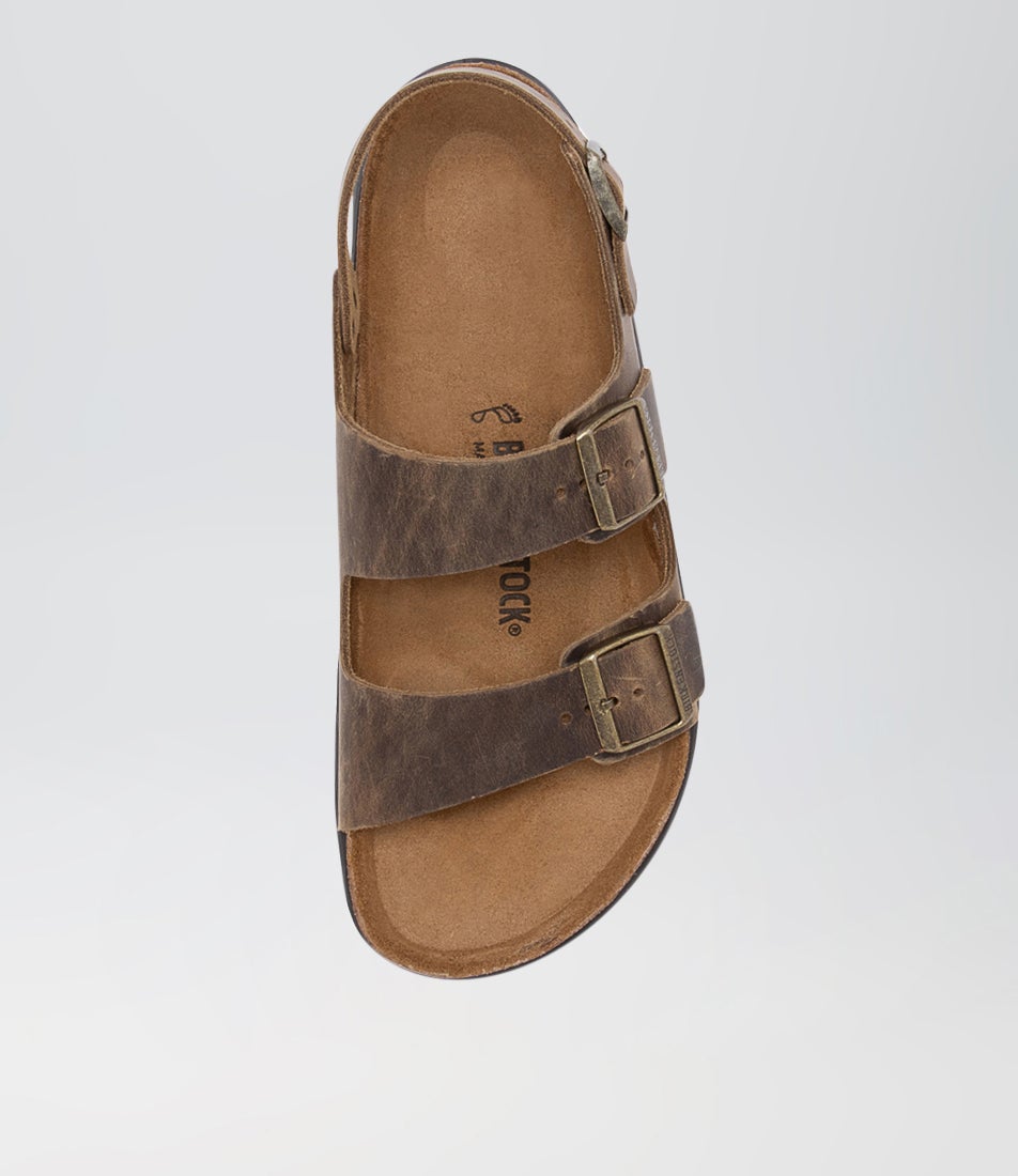 Milano Cross Town Faded Khaki Leather Slides