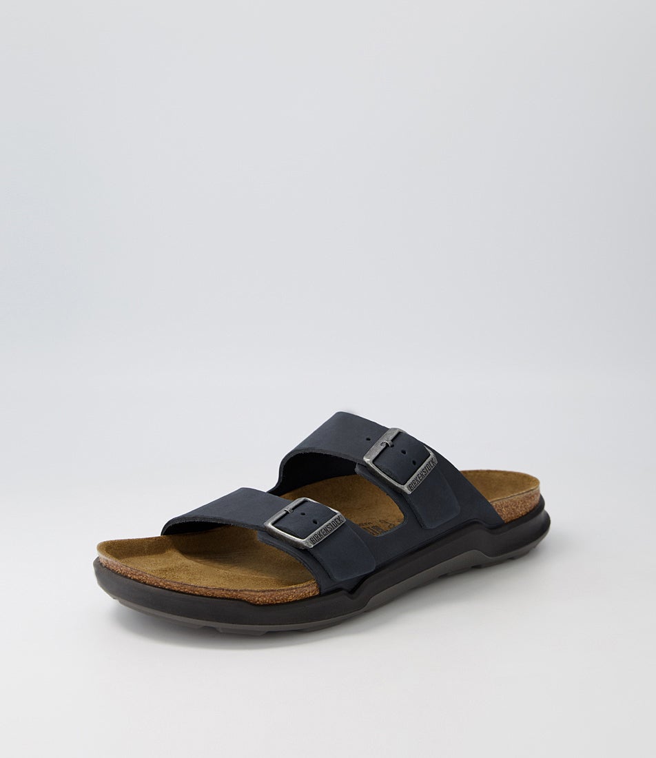 Arizona Cross Town Black Waxy Leather Slides