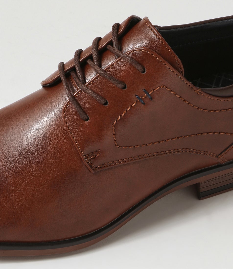 Daryn Cognac Smooth Lace Up Flats