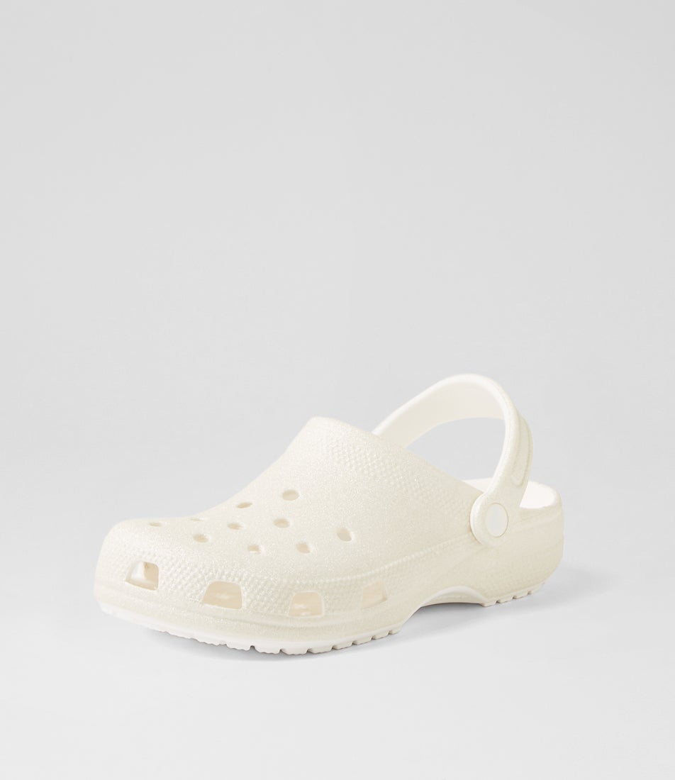 Classic Glitter W White Croslite Clogs