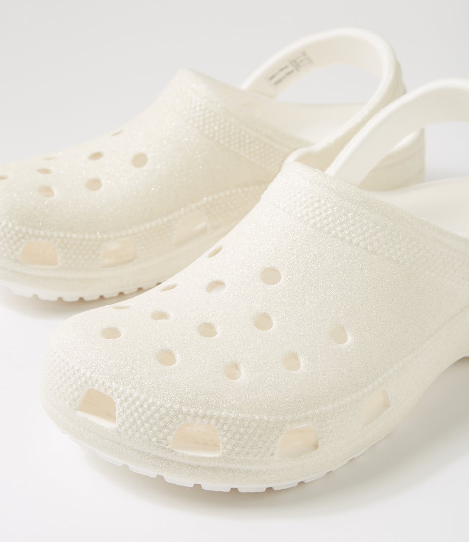 Classic Glitter W White Croslite Clogs