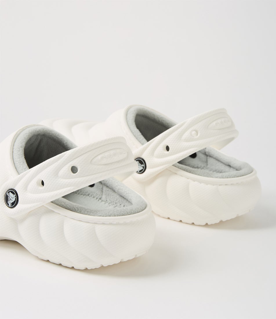Lined Puffer White Croslite Flat Shoes