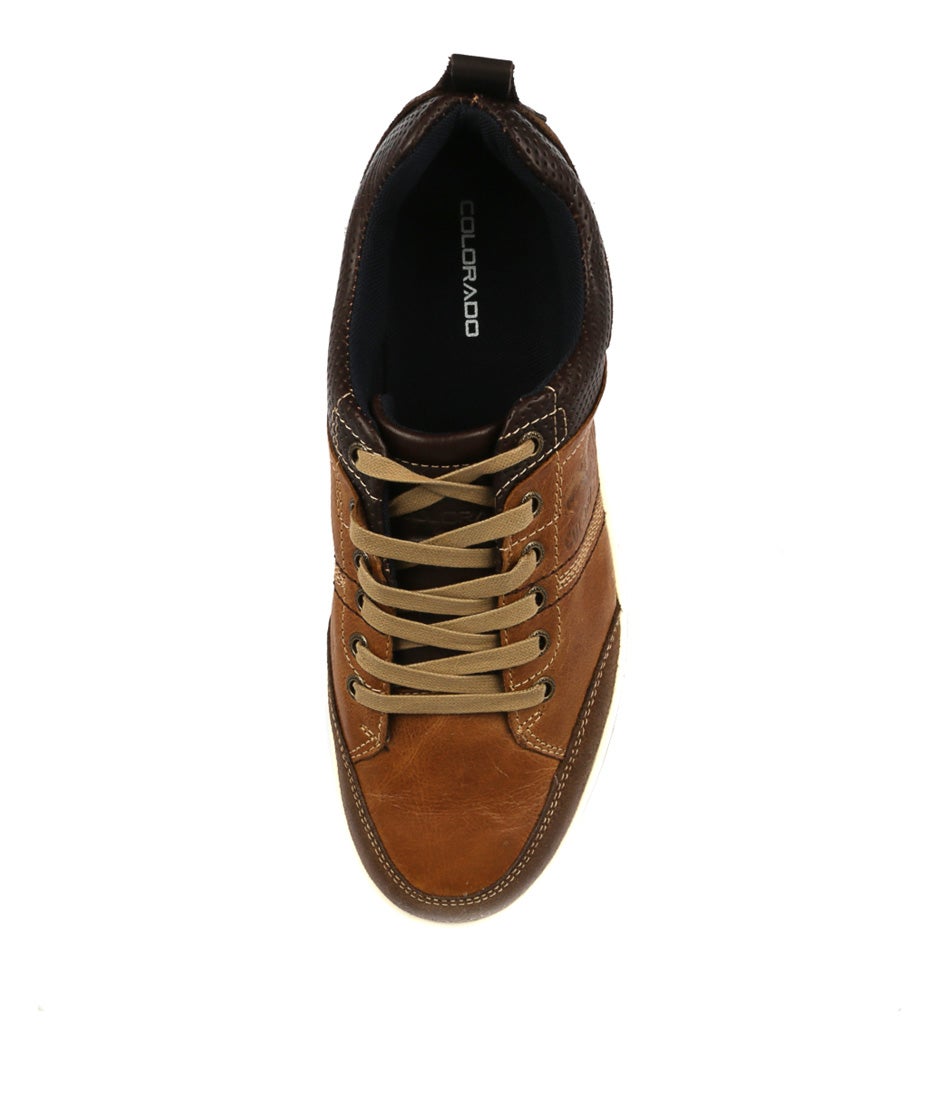 Victor Tan-Brown Leather Sneakers