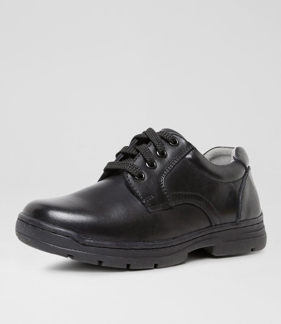 Castor Jnr Blk Leather