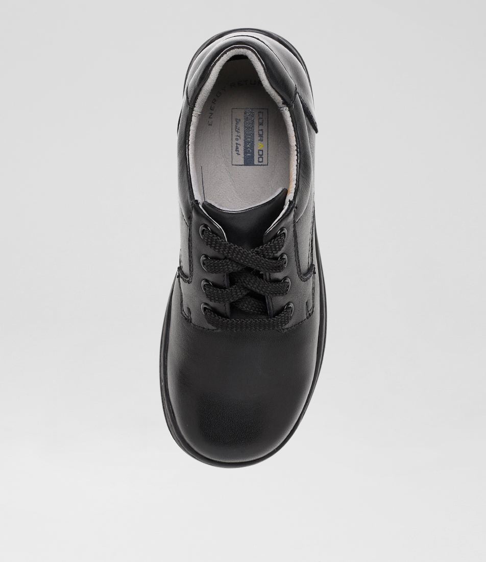 Castor Jnr Blk Leather