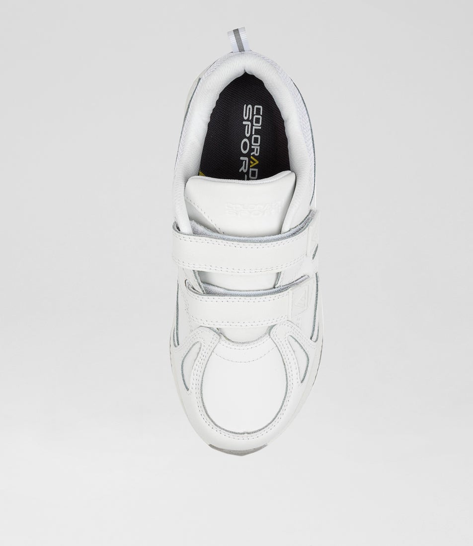 Tempo Junior Adjustable White Leather Sneakers