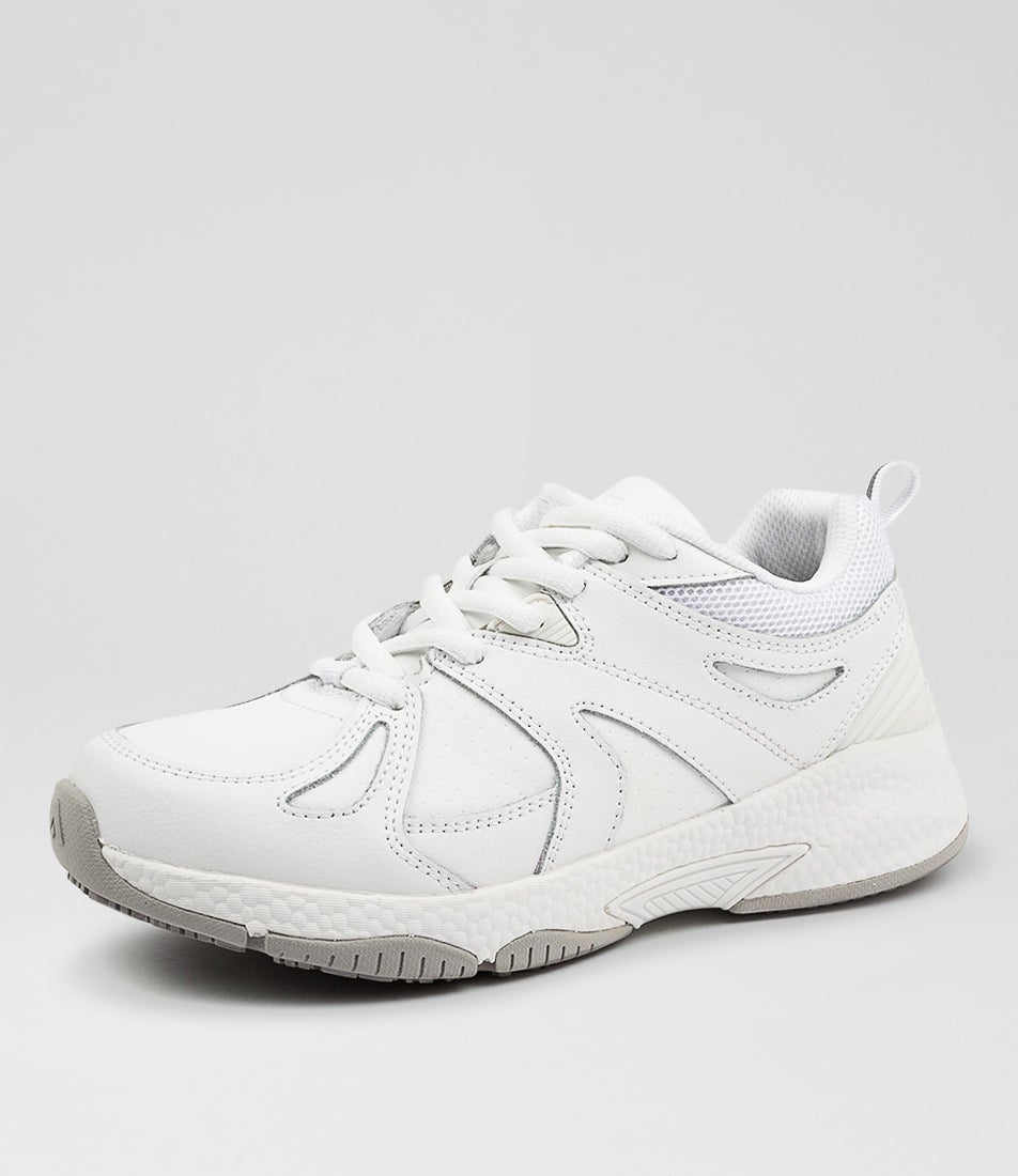 Tempo Junior White Leather Lace Up Sneakers