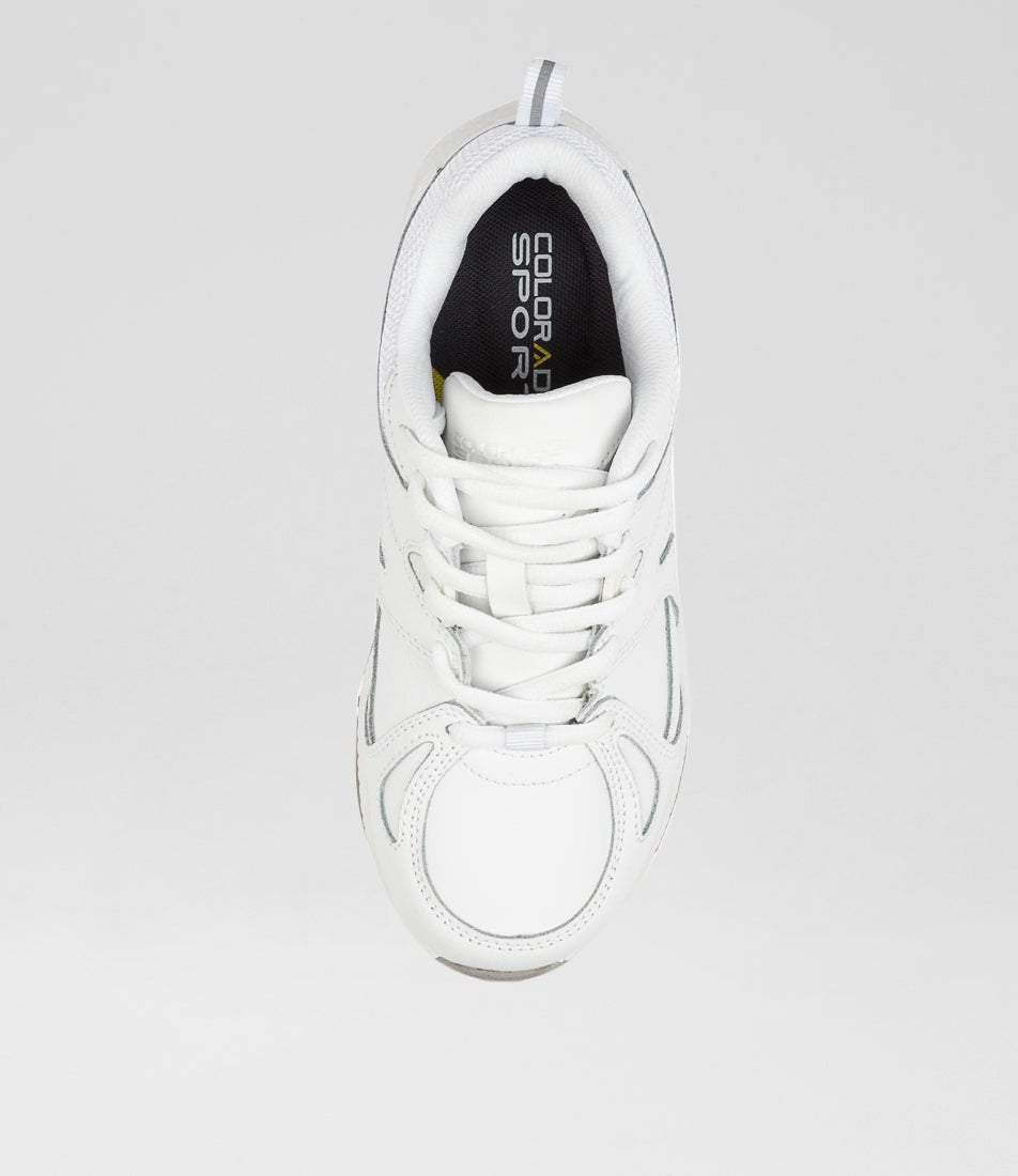 Tempo Junior White Leather Lace Up Sneakers
