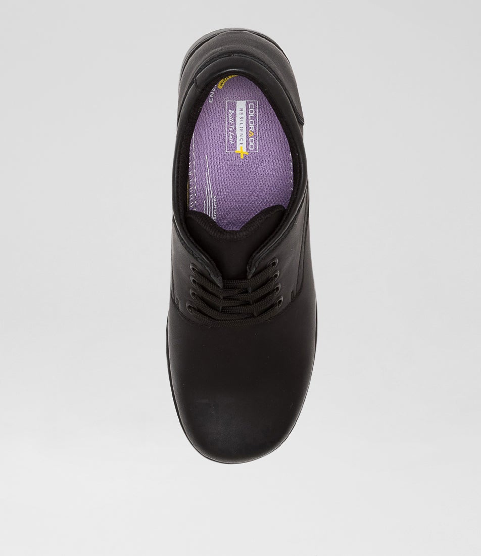 Tina Senior Matte Black Leather Lace Up Shoes