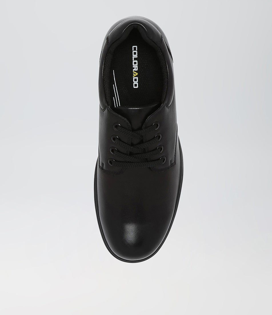 Daze Senior E Black Leather Lace Up Shoes