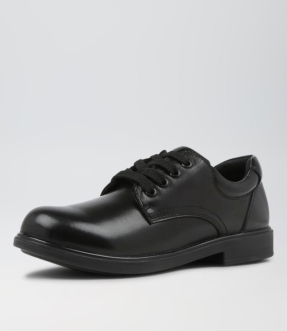 Daze Jnr Spongebob Black Leather Lace Up Flats
