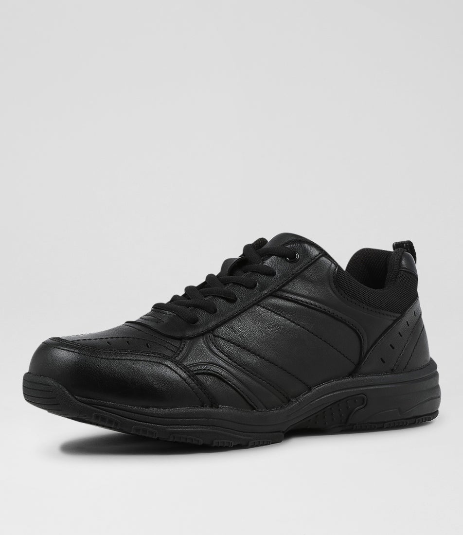 Hype Senior E Black Leather Lace Up Sneakers