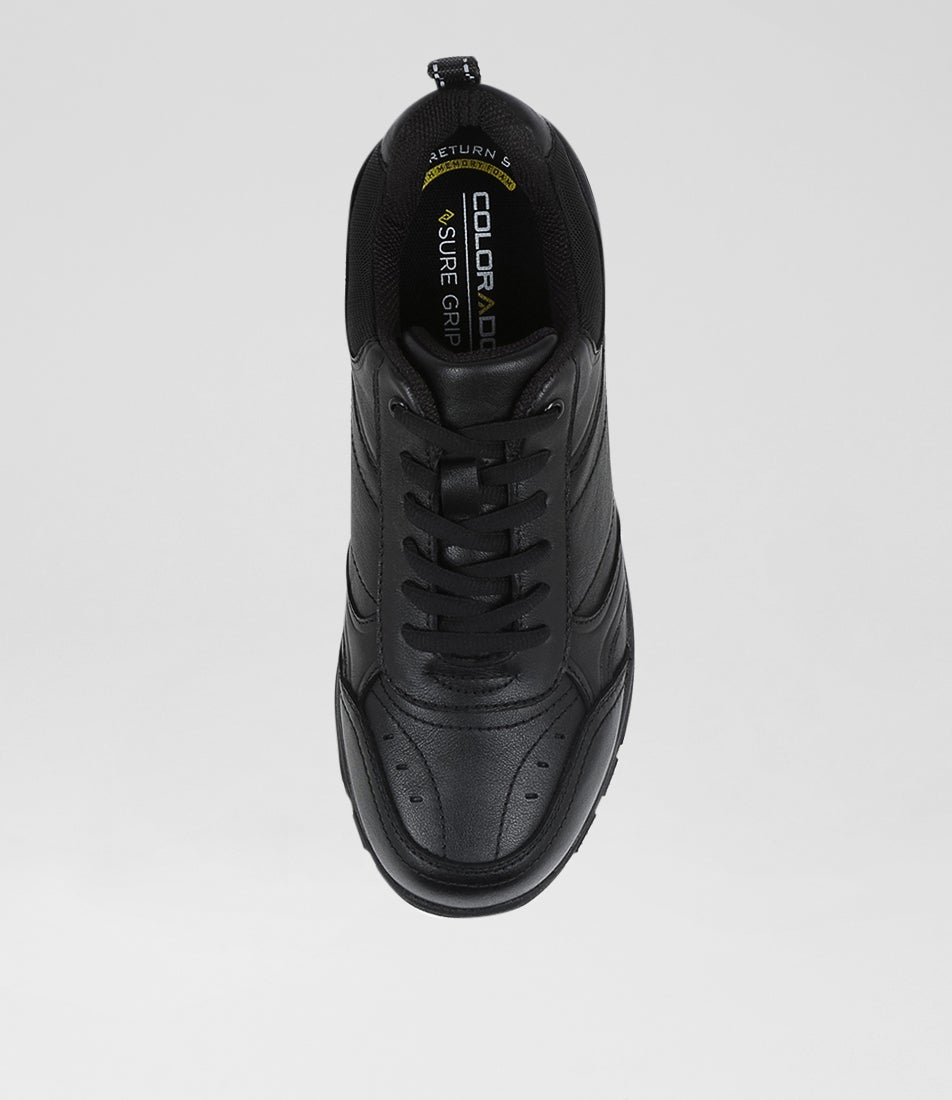Hype Senior E Black Leather Lace Up Sneakers
