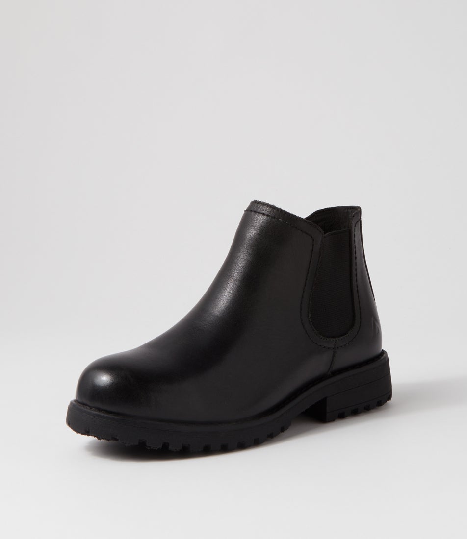 Amo Black Leather Ankle Boots