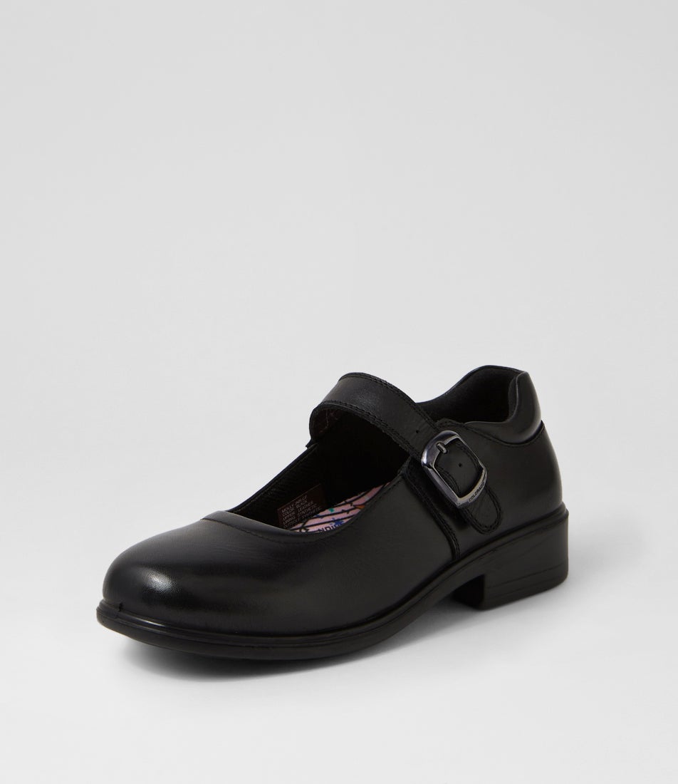 Molly Junior Black Leather Mary Janes