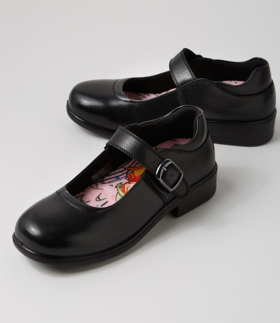 Molly Junior Black Leather Mary Janes