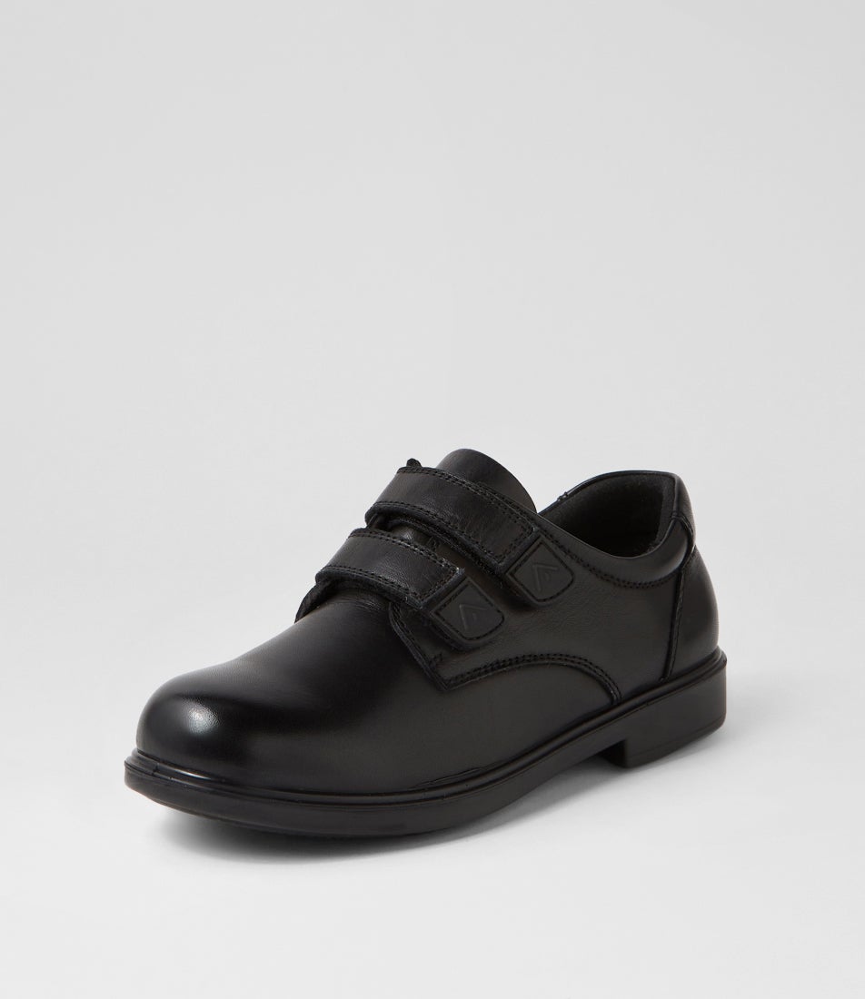 Demo Junior Adjustable E Black Leather Flat Shoes