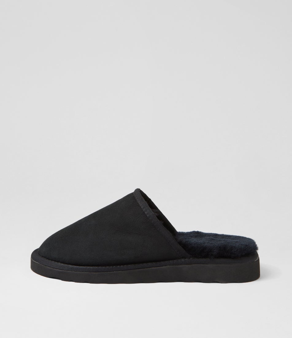 Murri Black Sheepskin Slippers
