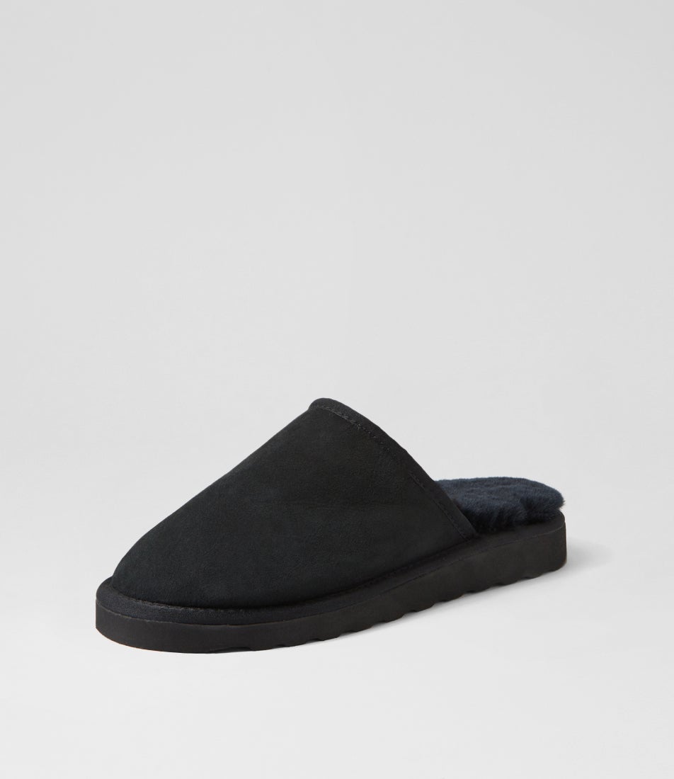 Murri Black Sheepskin Slippers
