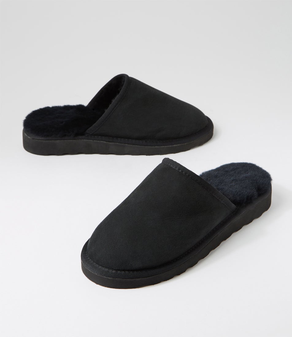 Murri Black Sheepskin Slippers