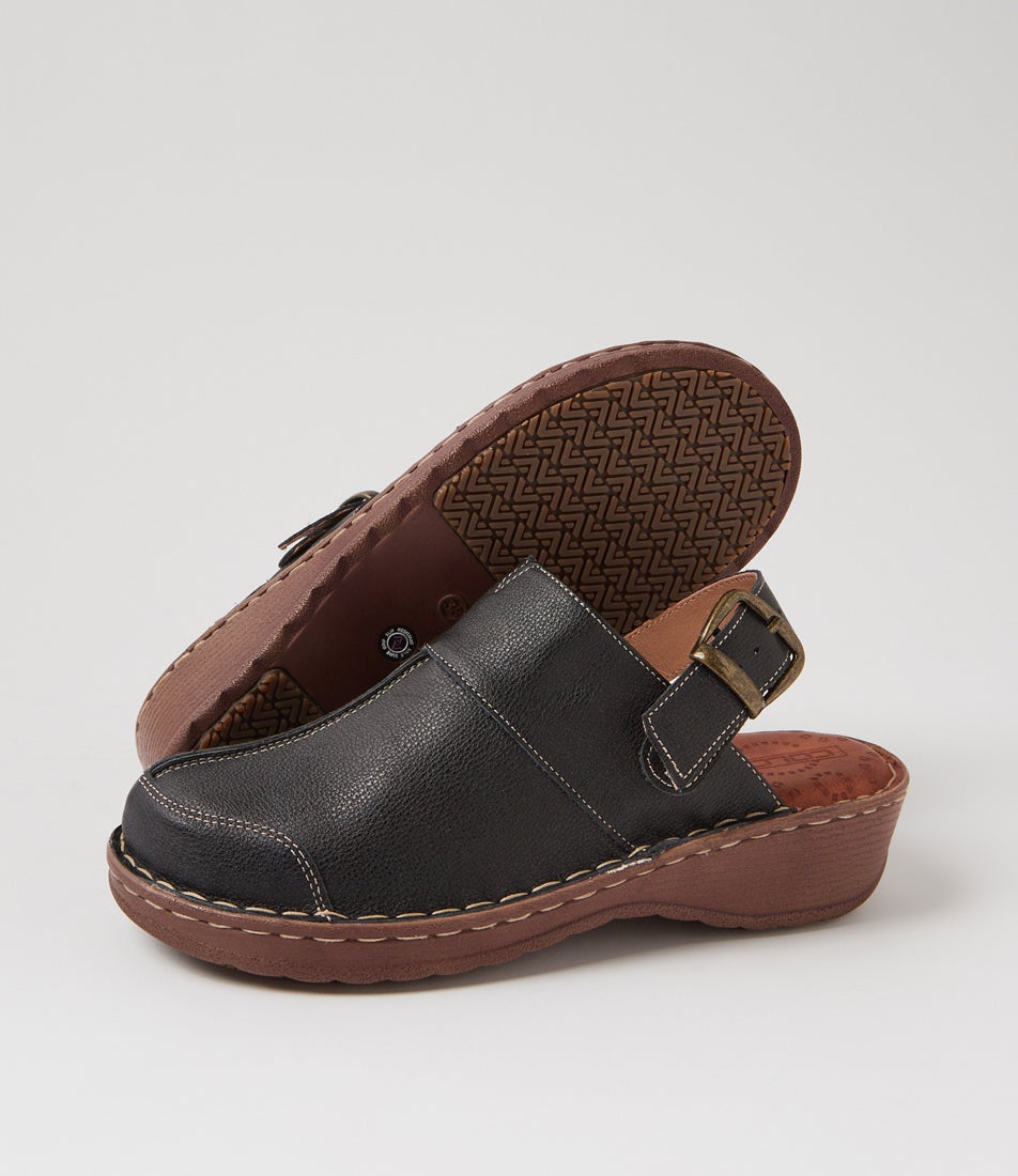 Nyla Black Leather Heels