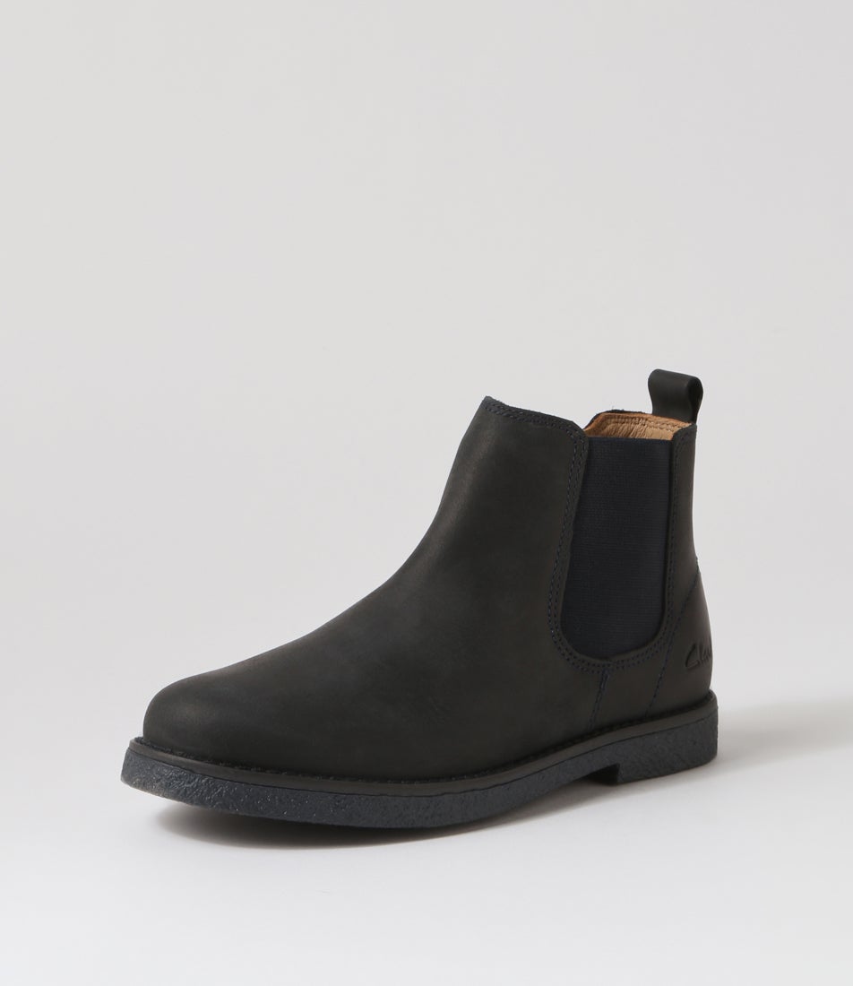 Chelsea Jnr Navy Waxy Leather Chelsea Boots